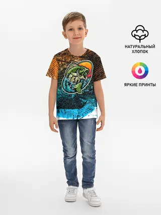 Детская базовая футболка / Рыба на крючке