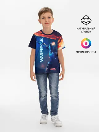 Детская базовая футболка / WAFRAME NEON KATANA FIRE