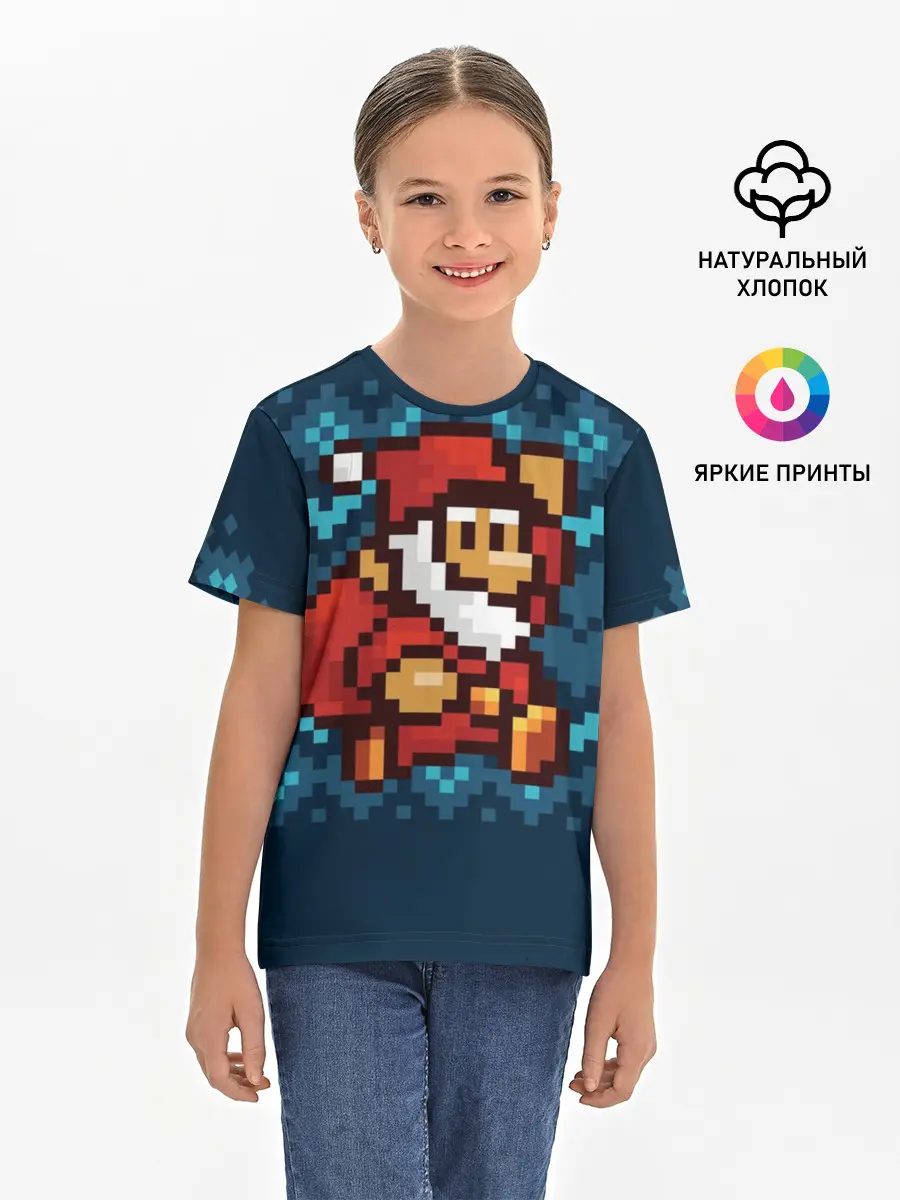 Детская базовая футболка / Марио Санта Клаус