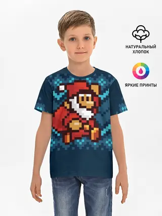 Детская базовая футболка / Марио Санта Клаус