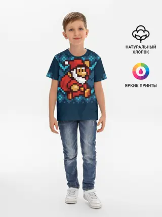 Детская базовая футболка / Марио Санта Клаус
