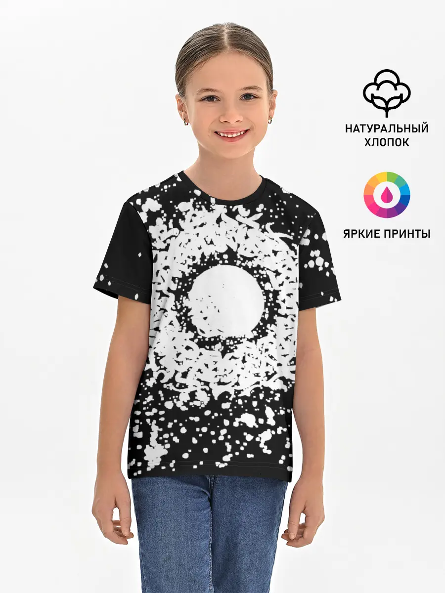 Детская базовая футболка / Каллиграфия на чёрном фоне