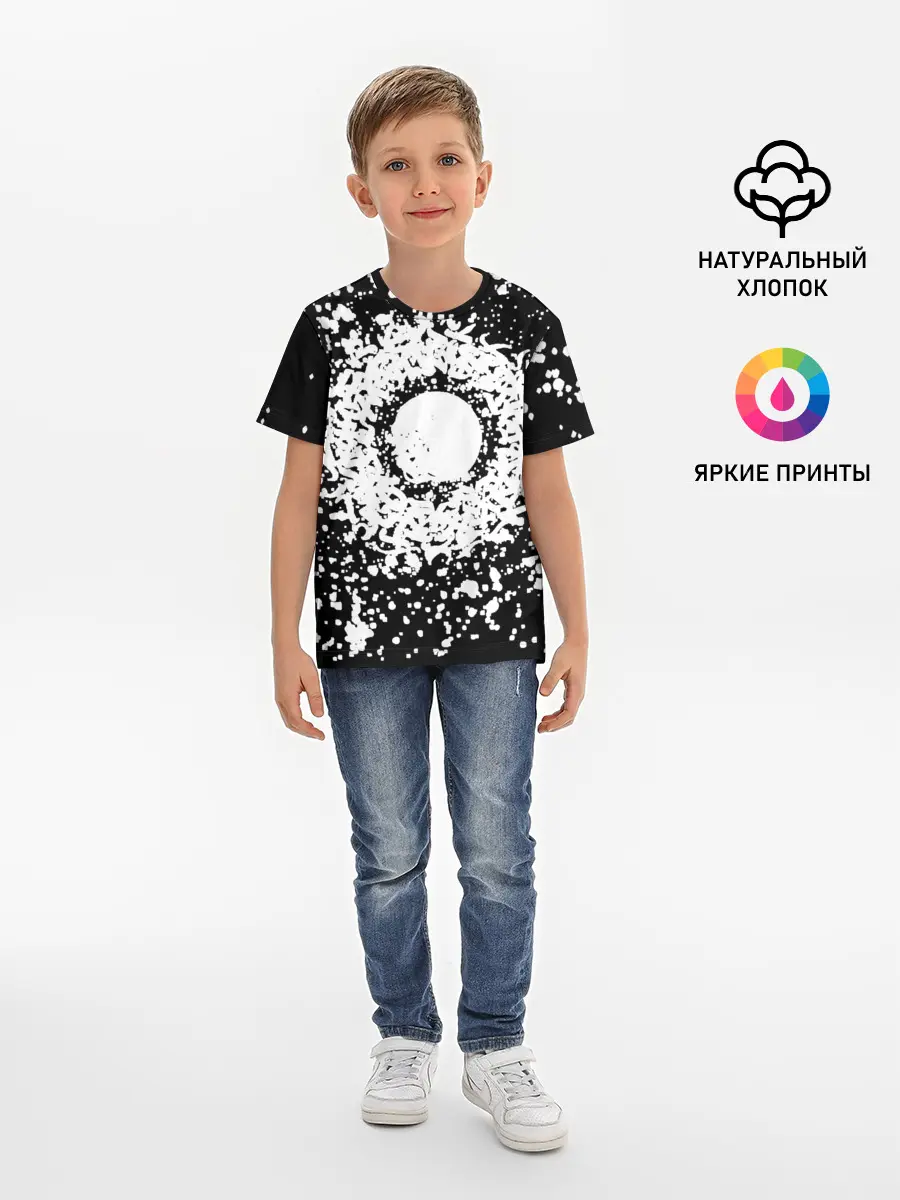 Детская базовая футболка / Каллиграфия на чёрном фоне