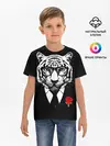 Детская базовая футболка / Тигр с красной розой