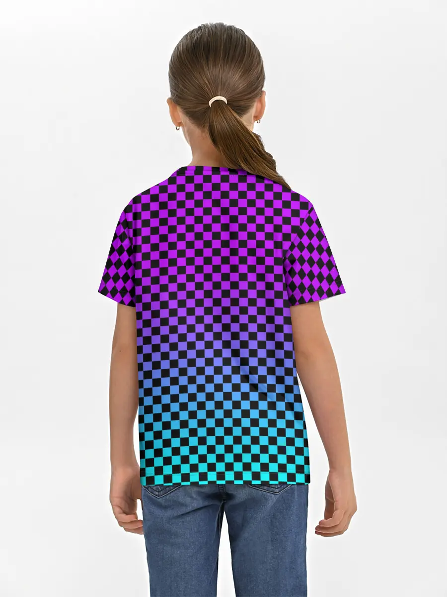 Детская базовая футболка / НЕОНОВАЯ ШАХМАТКА