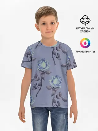 Детская базовая футболка / Голубые розы