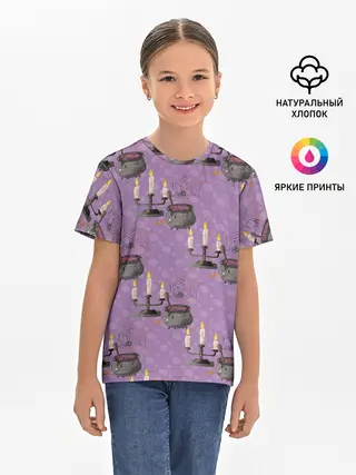 Детская базовая футболка / Хэллоуин Свечи