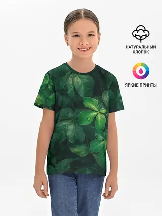 Детская базовая футболка / Тропическая листва | Тропики