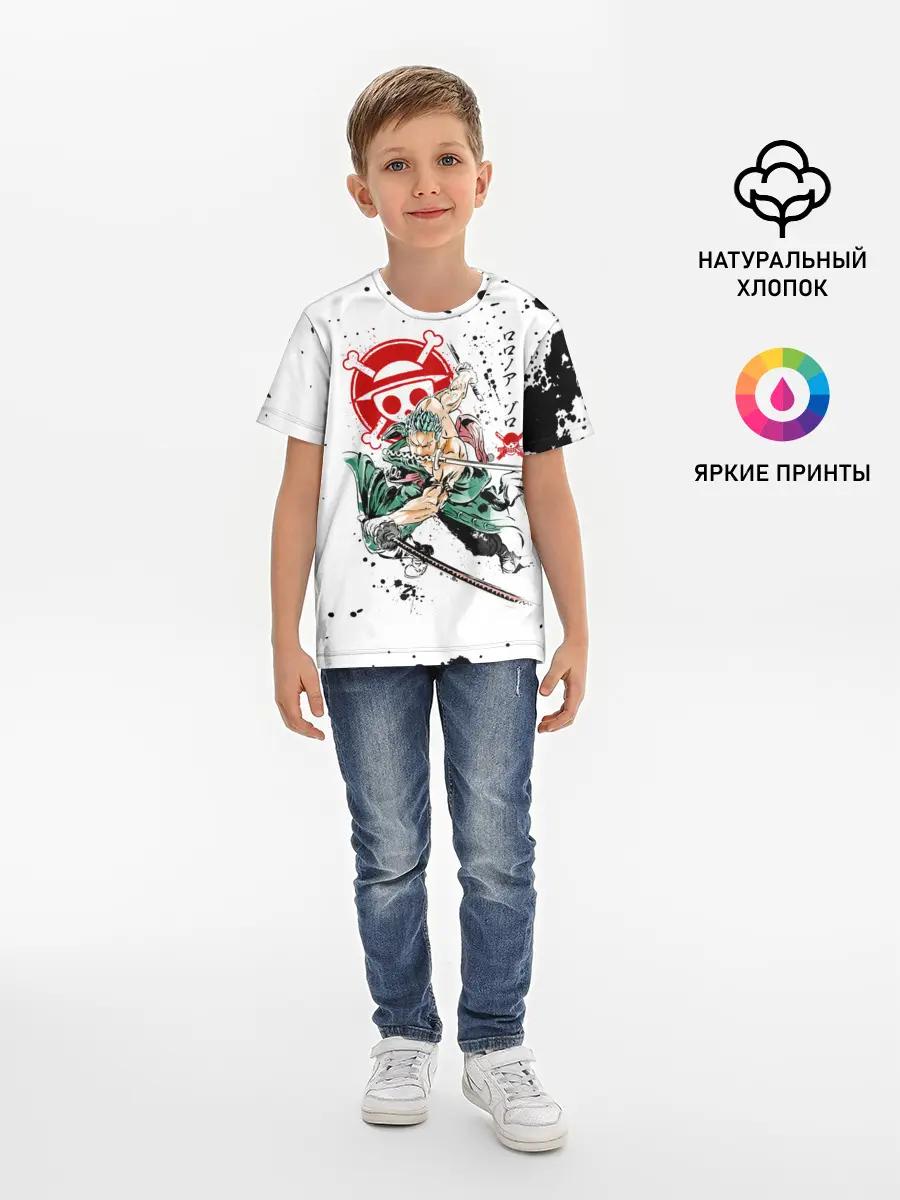 Детская базовая футболка / Ророноа Зоро пират Соломенной Шляпы
