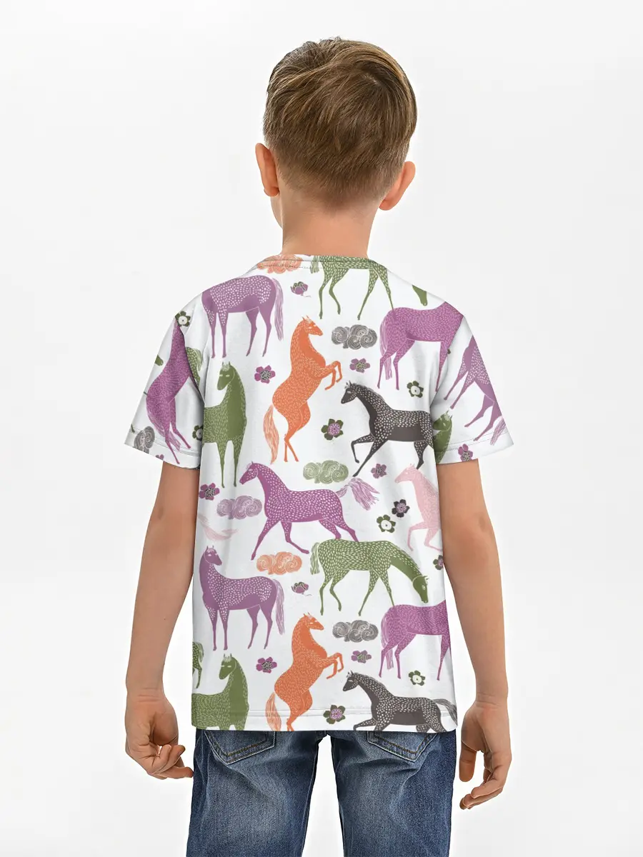 Детская базовая футболка / лошадки