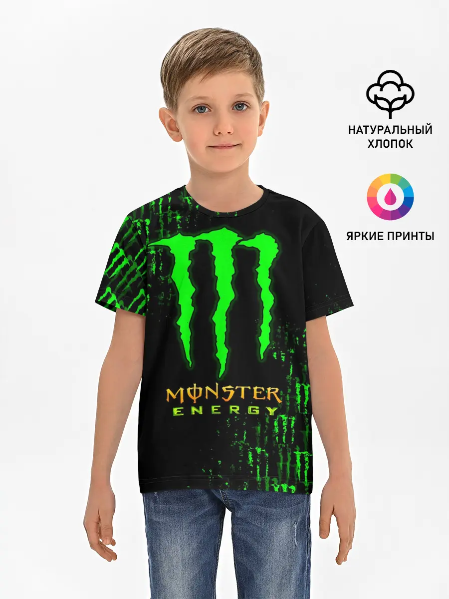 Детская базовая футболка / MONSTER ENERGY NEON | МОНСТЕР НЕОН