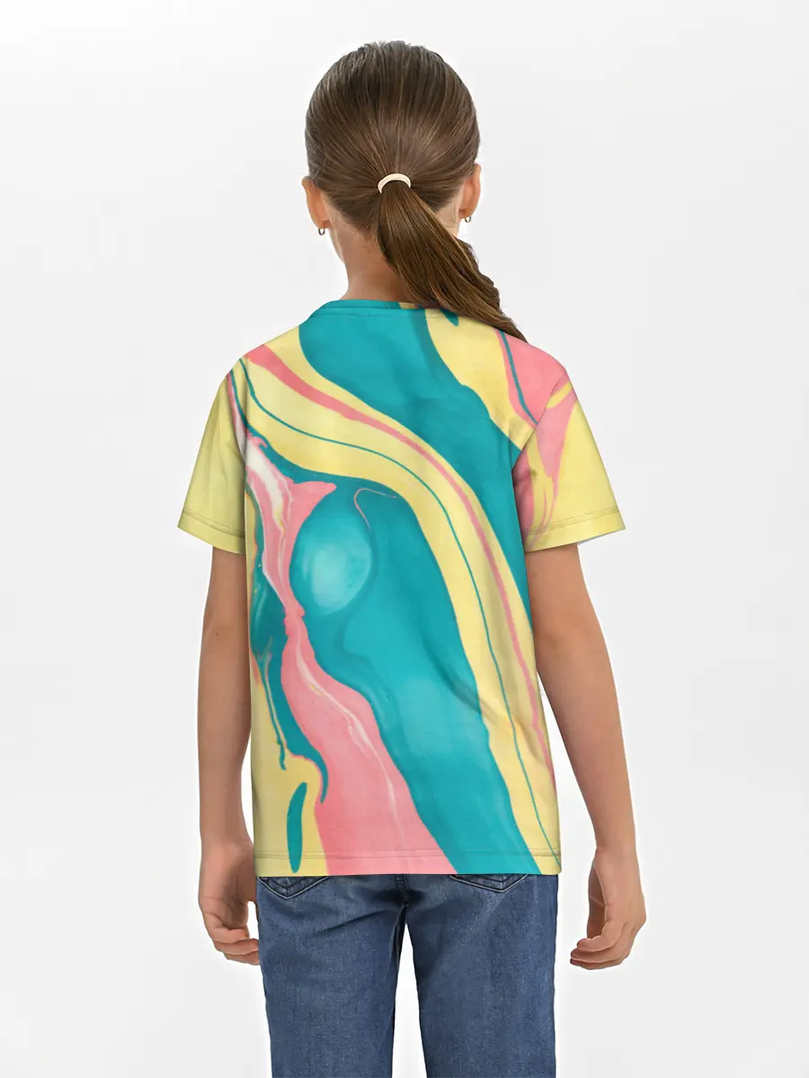 Детская базовая футболка / осенний красочный развод