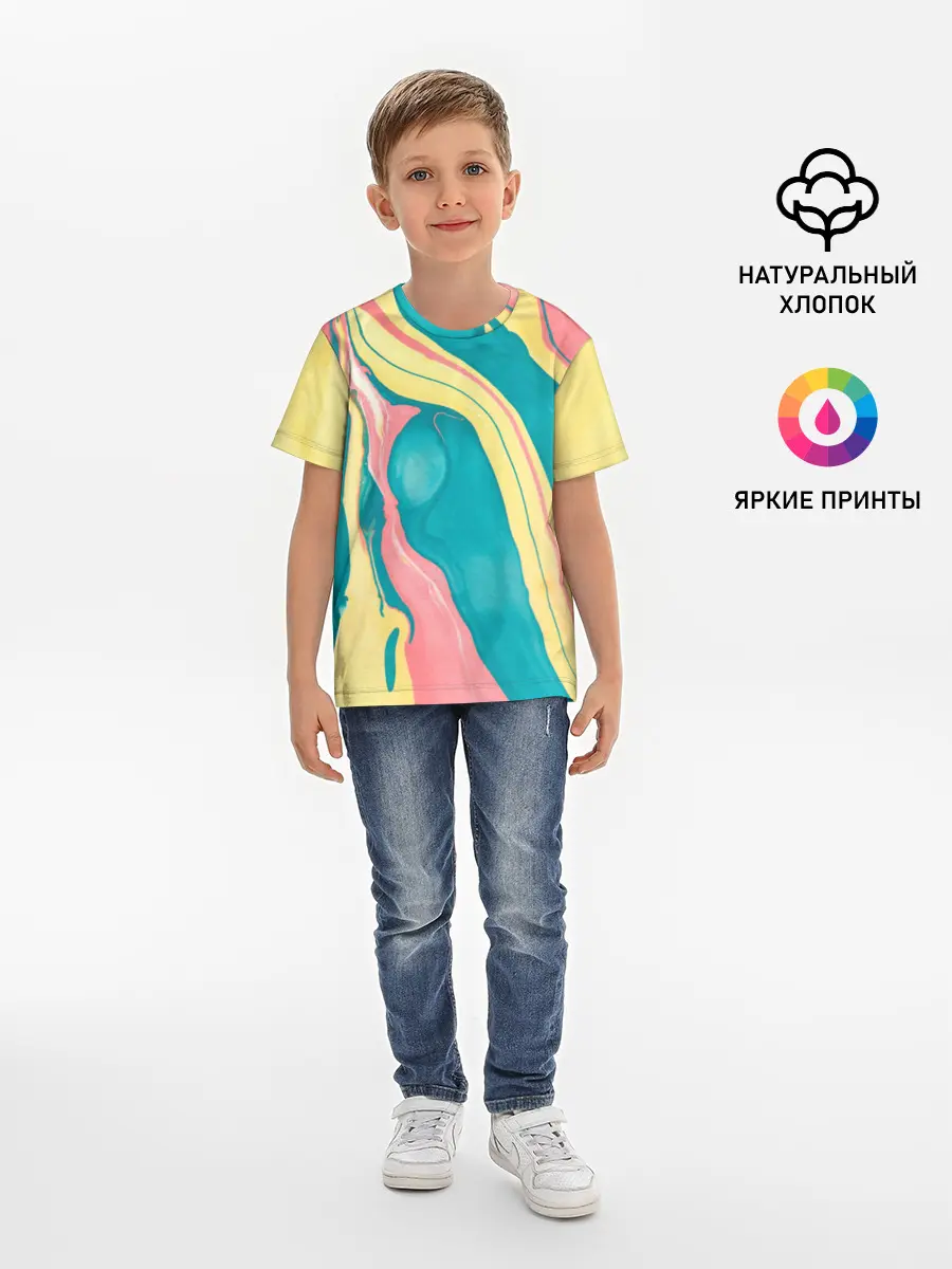 Детская базовая футболка / осенний красочный развод