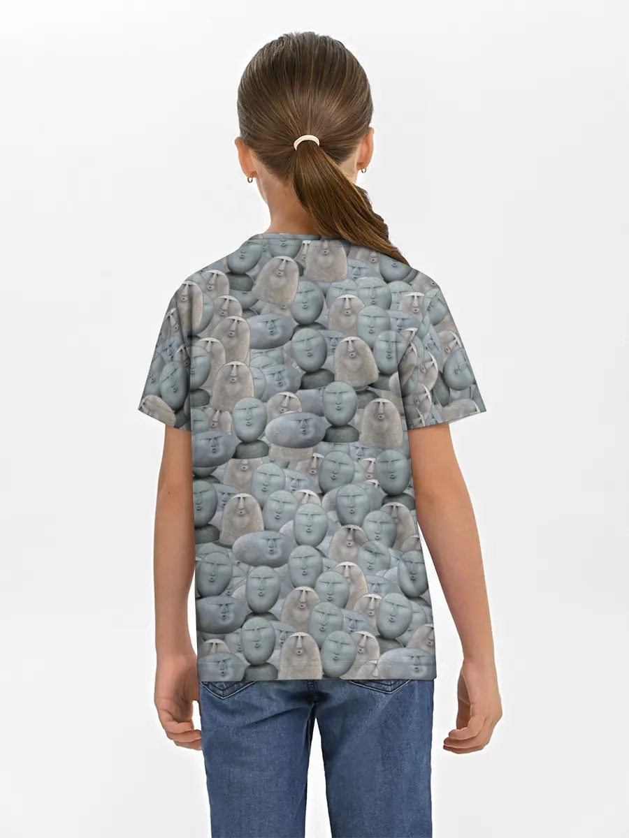 Детская базовая футболка / Каменные лица 3D МЕМ 2020