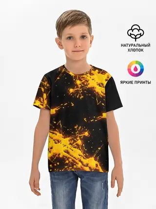 Детская базовая футболка / БРЫЗГИ КРАСКИ NEON