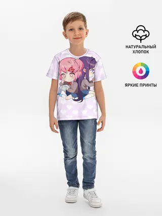 Детская базовая футболка / Chibi Natsuki and Yuri