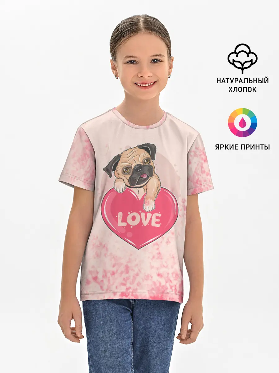Детская базовая футболка / Love Pug | Люблю мопса