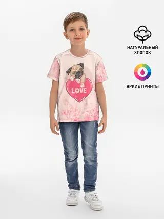 Детская базовая футболка / Love Pug | Люблю мопса