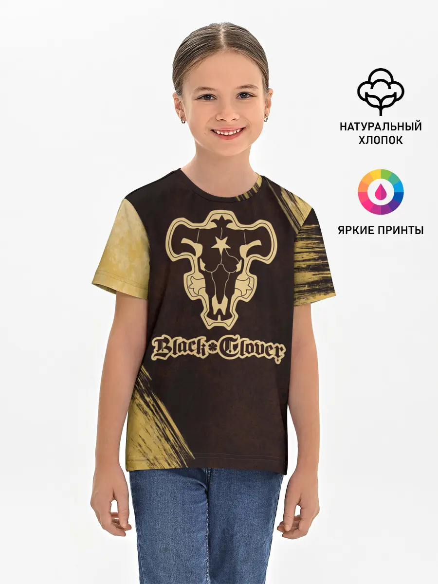 Детская базовая футболка / Черный Клевер