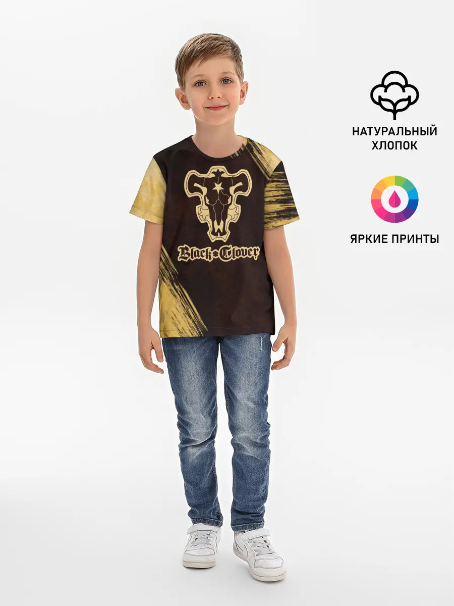 Детская базовая футболка / Черный Клевер
