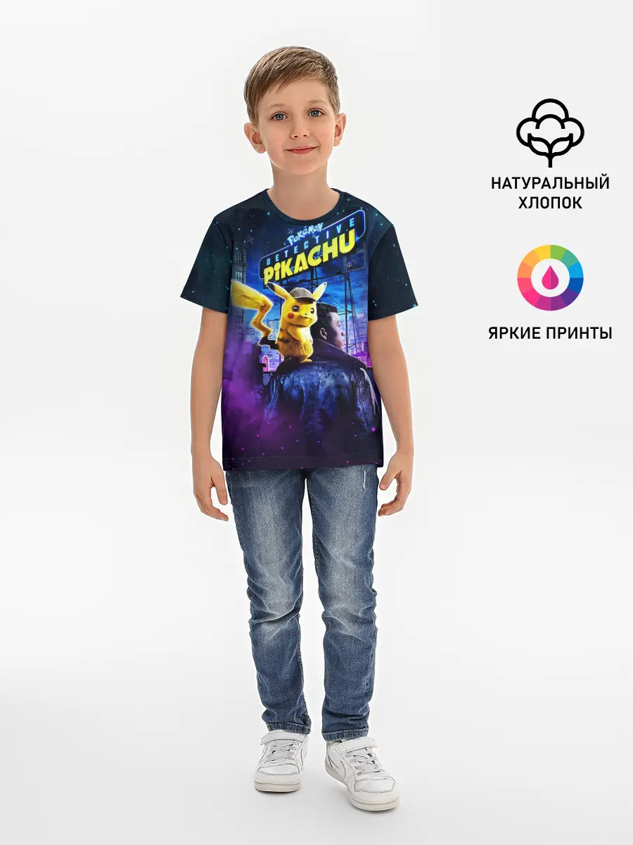 Детская базовая футболка / Детектив Пикачу