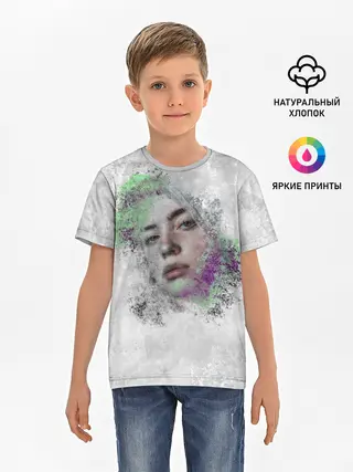 Детская базовая футболка / Билли Айлиш красочная