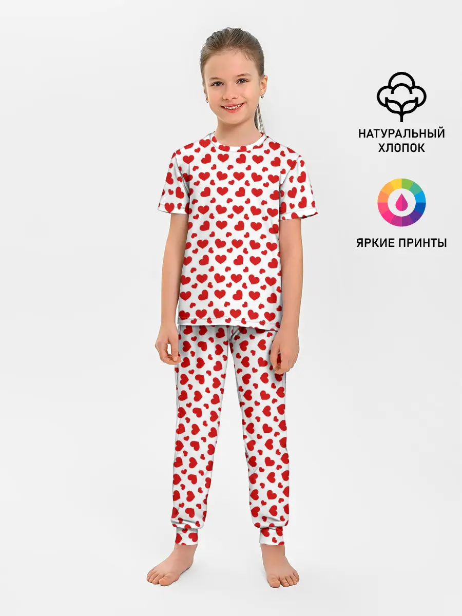 Детская пижама с брюками / Сердечки