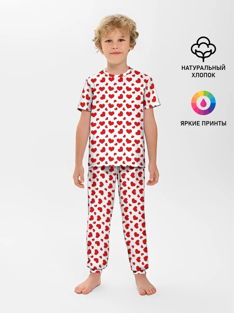 Детская пижама с брюками / Сердечки