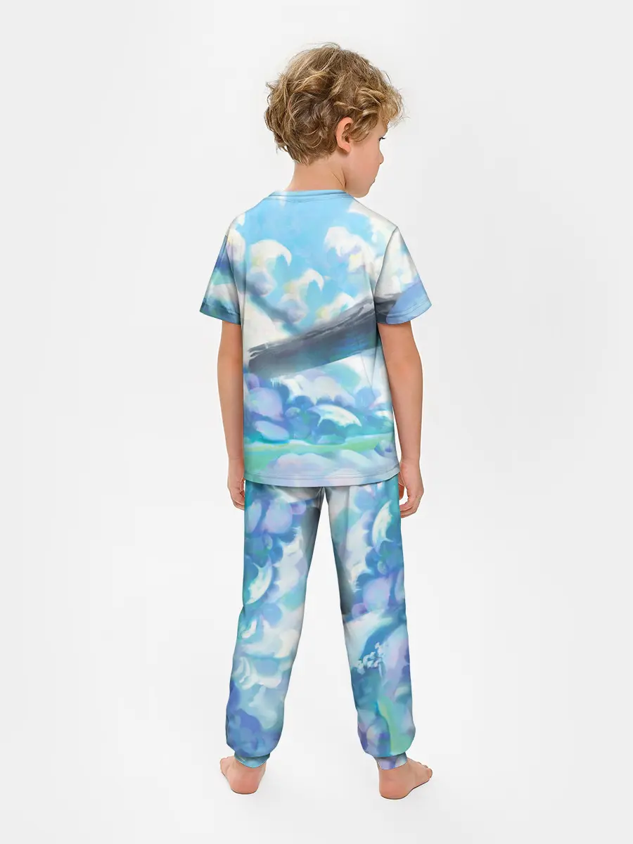 Детская пижама с брюками / Снежный котенок
