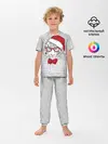 Детская пижама с брюками / Белый тигр в шапке Санты