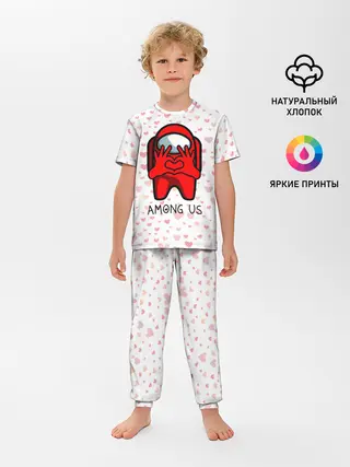 Детская пижама с брюками / AMONG US - СЕРДЕЧКО