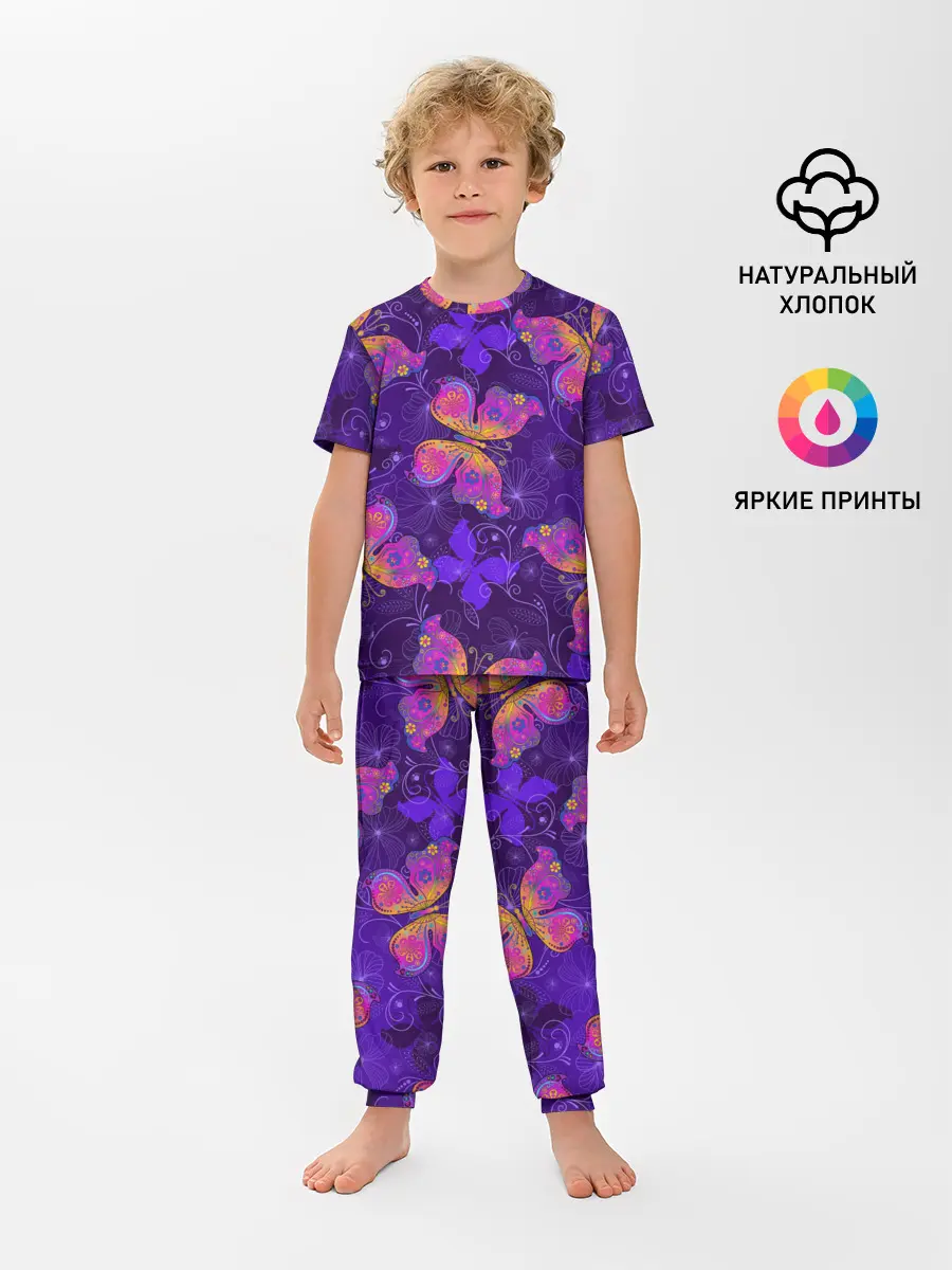 Детская пижама с брюками / БАБОЧКИ ПАТТЕРН | BUTTERFLY PATTERN
