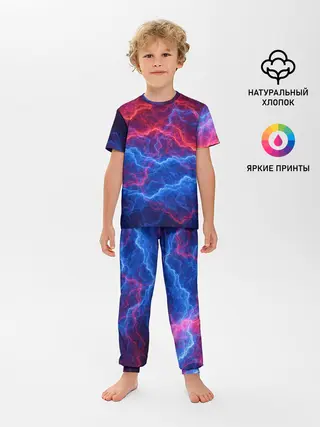 Детская пижама с брюками / Молнии: Огонь и лед