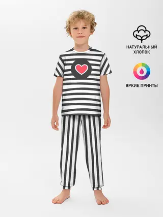 Детская пижама с брюками / Сердце в полоску