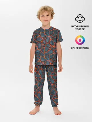 Детская пижама с брюками / неоновая магма