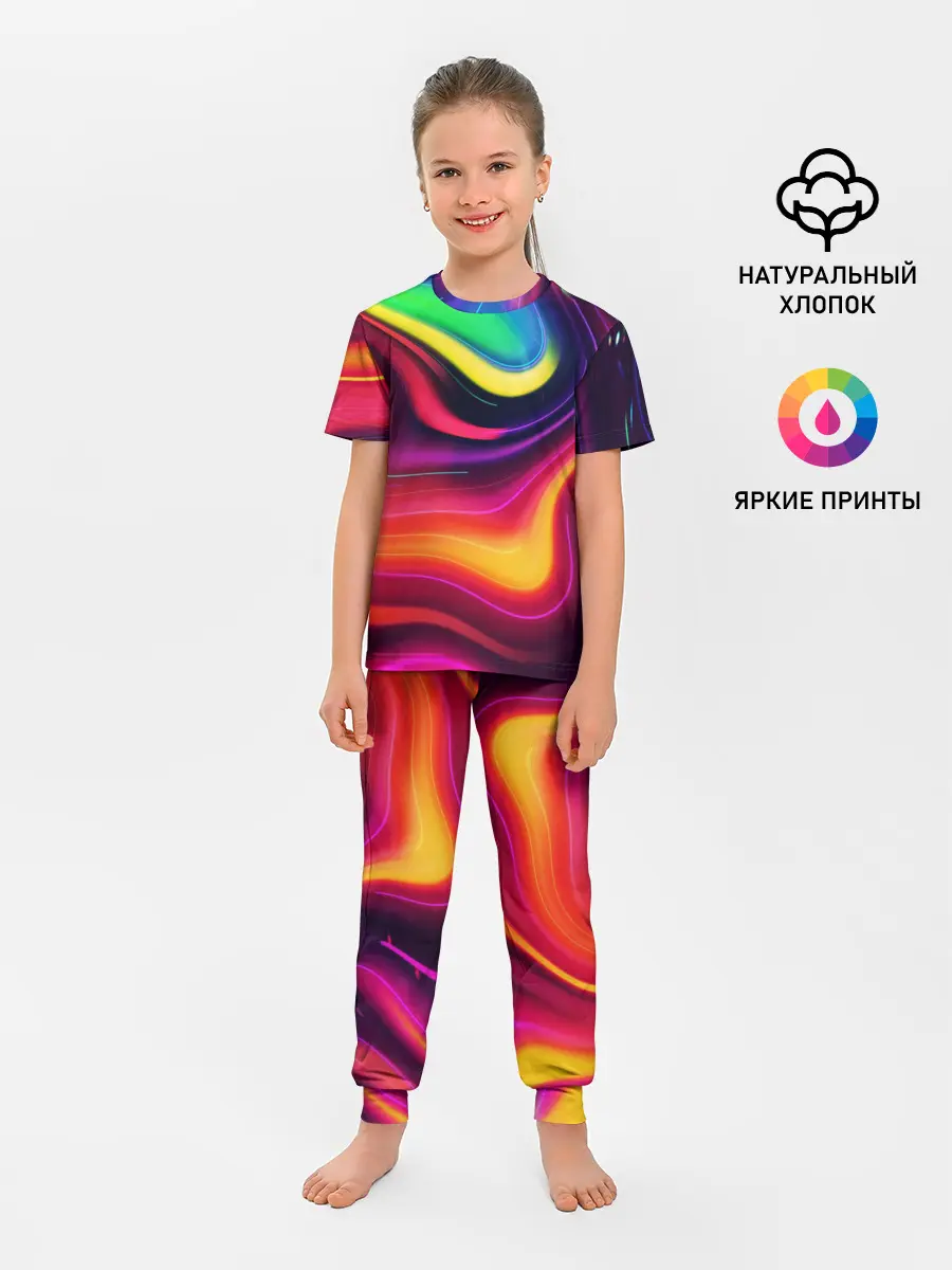 Детская пижама с брюками / Неоновые пятна