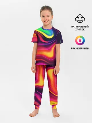 Детская пижама с брюками / Неоновые пятна
