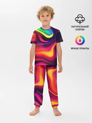 Детская пижама с брюками / Неоновые пятна