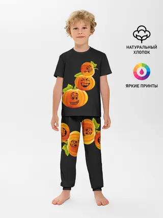 Детская пижама с брюками / Хэллоуин смешные тыквы