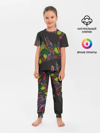 Детская пижама с брюками / Ночные огни