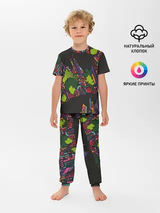 Детская пижама с брюками / Ночные огни