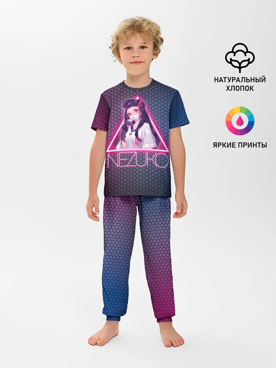 Детская пижама с брюками / Незуко Камадо в треугольнике