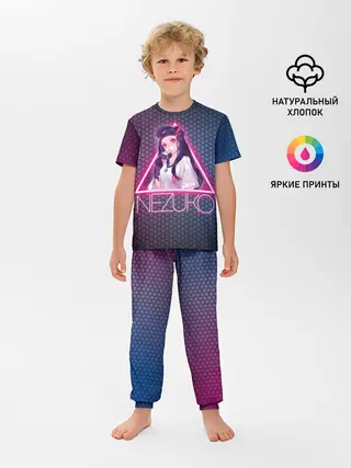 Детская пижама с брюками / Незуко Камадо в треугольнике