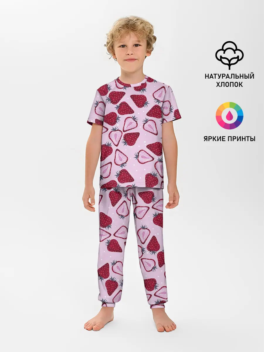 Детская пижама с брюками / Клубничка