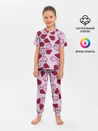 Детская пижама с брюками / Клубничка