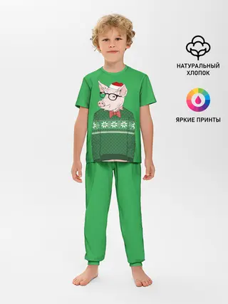 Детская пижама с брюками / New Year Hipster Pig