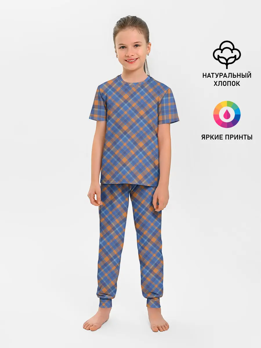 Детская пижама с брюками / Клеточный узор