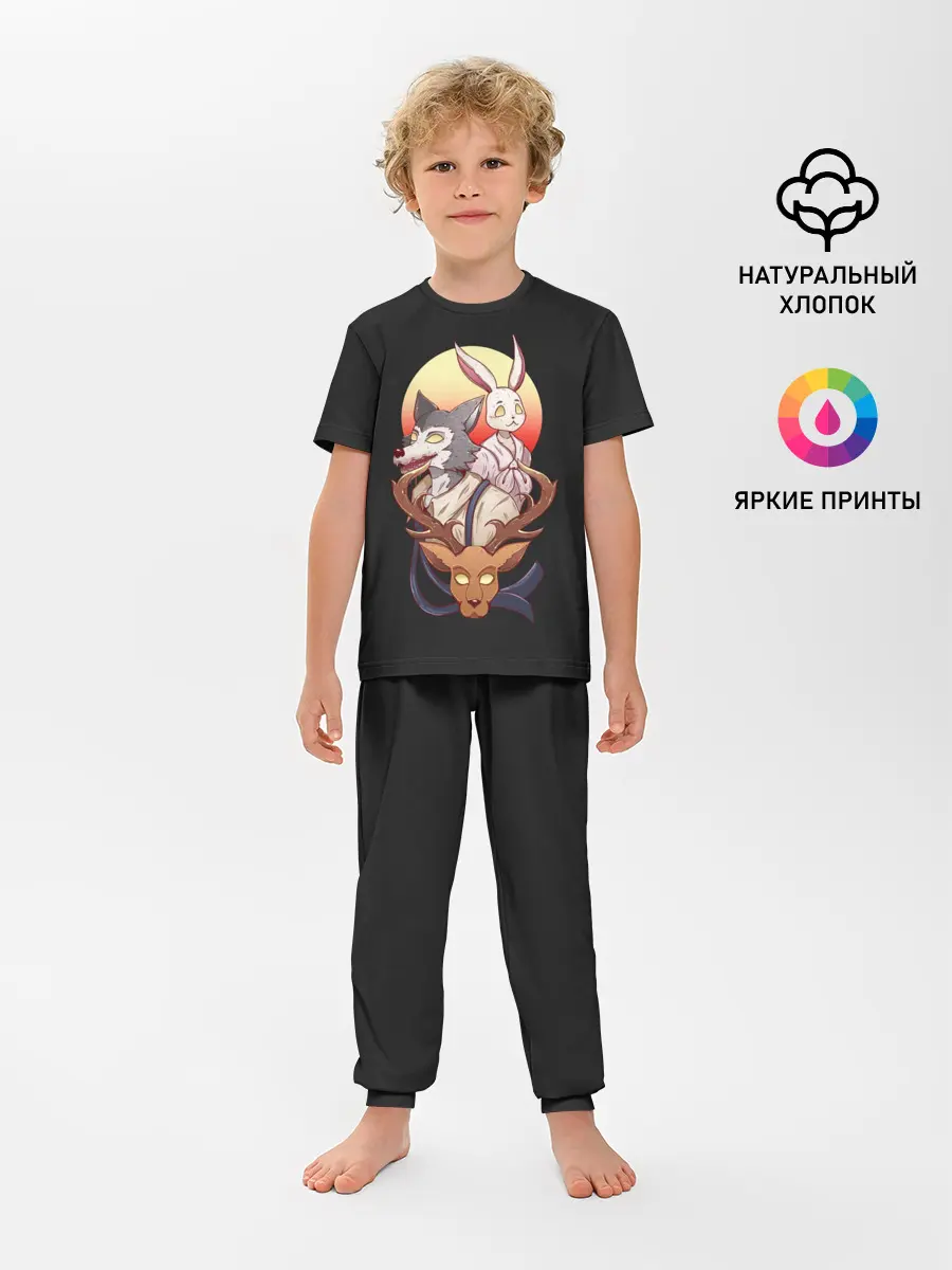 Детская пижама с брюками / Олень, волк и заяц