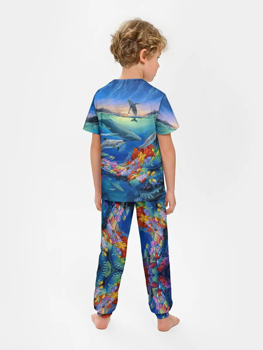 Детская пижама с брюками / Киты и дельфины
