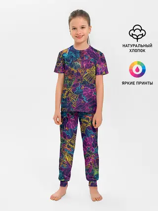 Детская пижама с брюками / Neon Robots